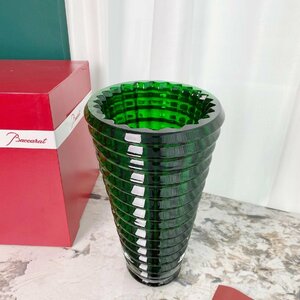 [Baccarat] バカラ 花瓶 クリスタルガラス クリア 花瓶 美品 小物 Ｌ　グリーン