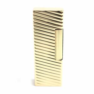 極美品▼dunhill ダンヒル ストライプ柄 スクエア アウタージャケット 18K ローラー式 ガスライター ゴールド スイス製 総重量98.8g ケース