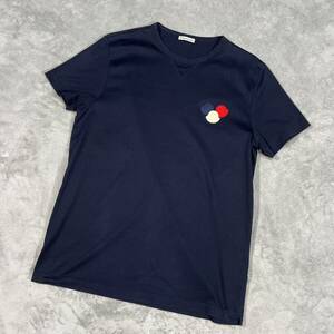 1円　極美品　MONCLER モンクレール　マグリア　半袖　半袖Tシャツ Lサイズ　ネイビー　3色ロゴ　