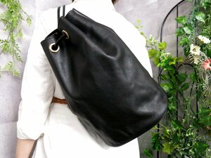 ●超美品●CELINE セリーヌ●カーフ レザー 本革●ワンショルダー バッグ●黒●ゴールド金具●肩掛け●ヴィンテージ●収納 かばん●Js46246