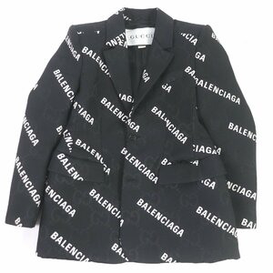 極美品 GUCCI グッチ BALENCIAGA 21AW 676014 The Hacker Jumbo GG Jacket ハッカープロジェクト テーラードジャケット 黒 48 伊製 正規品