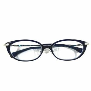 【フォーナインズ】本物 999.9 眼鏡 TITANIUM チタン NPM-35 シルバー色×青 度入 サングラス めがね メンズ レディース 日本製 送料520円