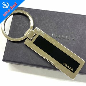 ◆プラダ PRADA◆ロゴ プレート 1AP019 キーリング シルバー ブラック レディース メンズ 箱付き キーホルダー キーチャーム