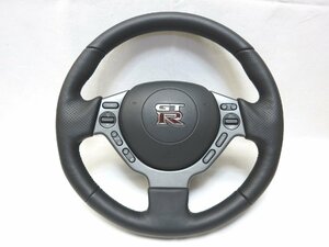 新品! GTR GT-R R35 純正 革 ステアリング ハンドル エアバック エアーバック ノート キューブ エルグランド 管理番号（Q-4989）