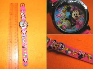 x品名x ディズニー カラフルでピンクが可愛い ミニーマウスのデザイン腕時計ムーブメントは日本製♪ファンシー:系キャラクターFashion時計