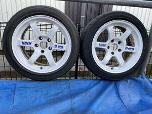 2403-012　RAYS VOLK RACING TE37 ホイール 2本 16×8JJ 5H PCD:114.3 +15 希少な深リム 要再塗装