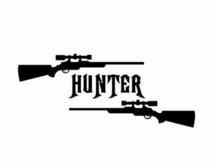 HUNTER】デカール黒: 約20x6cm ハンター カッティングステッカー 狩猟 射撃 シューティング ハンティング 猟友会