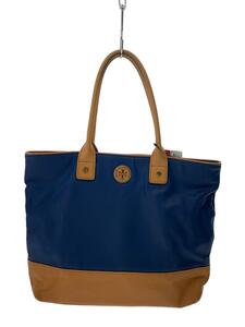 TORY BURCH◆トートバッグ/レザー/BLU/無地/hlm034