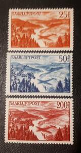 ザール saar 1948年 未使用切手 ３枚