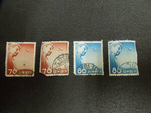 ♪♪日本切手/大仏航空 70円・80円 1953.8.15 (空33・34)/消印付き♪♪