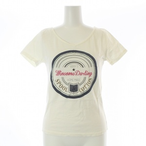 ダズリン dazzlin サークルロゴカットソー チビT Tシャツ 半袖 ロゴ 刺繍 プリント F 白 ホワイト /ST ■SC レディース