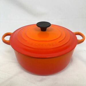 ル・クルーゼ　LE CREUSET ルクルーゼ 調理器具 オレンジ ココットロンド　20cm　 ホーロー鍋 両手鍋 ①