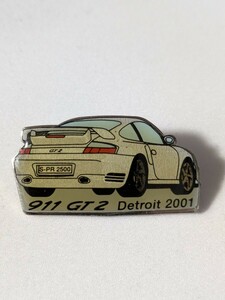 ★2001年 ポルシェ996GT2 ピンバッジ (911GT2 Detroit 2001ワールドプレミア限定版) Porsche 996GT2ピンズ (MADE IN GERMANY)