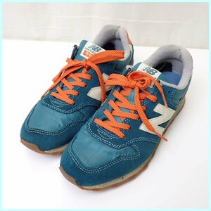 ★New Balance/ニューバランス ローカットスニーカー レディース24cm/ブルー系×オレンジ/WR996ATA/靴紐付き&0941000006