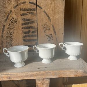 3個セット アンティーク 陶器 白磁 ティーカップ ビンテージ デットストック レトロ コーヒーカップ コーヒー 珈琲 白磁 カフェ雑貨