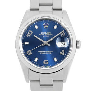 ロレックス オイスターパーペチュアル デイト 15200 ブルー 飛びアラビア K番 中古 メンズ 腕時計
