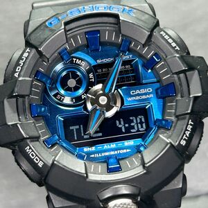 美品 CASIO カシオ G-SHOCK ジーショック GA-710-1A2 腕時計 クオーツ アナデジ ブラック×ブルー 多機能 ステンレススチール 動作確認済み