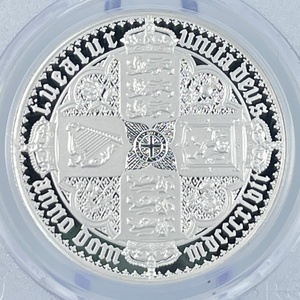 『PR70DCAM 最高鑑定』ゴシック クラウン 2021年 イギリス オルダニー 5£ 銀貨 PCGS GOTHIC CROWN FOUR SHIELDS プルーフ シルバー 資産