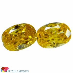 FANCY VIVID ORANGE YELLOW 0.134ct＆0.141ct/OV/RT2487/CGL