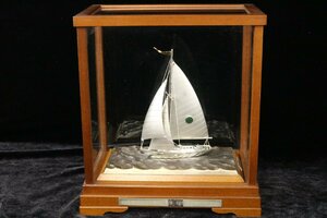 武比古 TAKEHIKO SILVER PLATED 帆船 ヨット置物 ガラスケース付き 銀仕上げ 【彩irodori】1