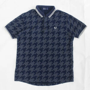 FRED PERRY フレッドペリー 千鳥 ドット 総柄 リブライン ポロシャツ XL