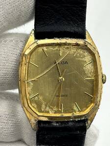 【電池切れ】SEIKO セイコー ALBA アルバ クォーツ 腕時計 ゴールド文字盤 オクタゴン レザーベルト レディース Y101-5080