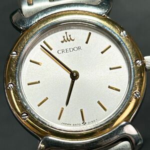 美品 SEIKO セイコー CREDOR クレドール 18K 18金 45g 5A70-0040 腕時計 クオーツ アナログ シルバー ゴールド 新品電池交換済 動作確認済