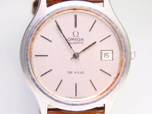 ■♪価格高騰! 資産価値！ 稼働 電池新品 メンズ ビンテージ 高級超レア！ OMEGA オメガ Deville デビル デートクオーツベルト新品2