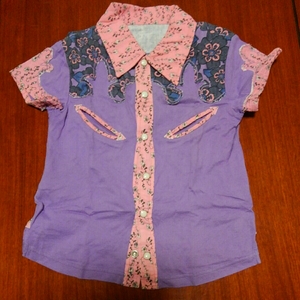 ブーフーウー　バックアレイ　BACK ALLEY　半袖シャツ　120㎝　中古　薄紫×ピンク