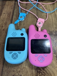 P2e キッズトランシーバー 子供用 おもちゃ トランシーバー ピンク 水色 ２台セット 知育 動作未確認 現状品