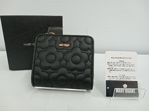 【箱有／美品】MARY QUANT キルトフォームデイジー ウォレット マリークヮント 二つ折り財布 222-911369-010-0 羊革使用 ブラック 女性用