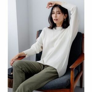 23区★新品【 洗える】ウールカシミヤ クルーネック ニット　ホワイト系　定価17930円オンワード樫山★size３８　　