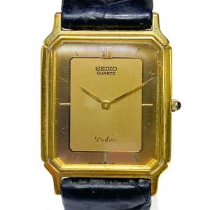 ♪ SEIKO セイコー DOLCE ドルチェ 9520-5140 1985年製 2針 薄型 クオーツ スクエア ゴールド文字盤 ヴィンテージ 腕時計 