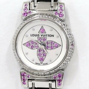 ルイ・ヴィトン　タンブールビジュ　Q151AZ　腕時計　ピンクサファイア文字盤　ピンクサファイア　ダイヤ入りケース　ダイヤベルト