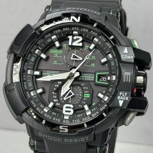 極美品 G-SHOCK GW-A1100-1A3JF グラビティマスター タフソーラー 電波受信 電波ソーラー マルチバンド6 方位計搭載 ブラック グリーン