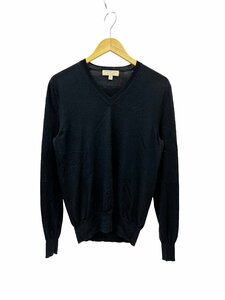 BURBERRY (バーバリー) Vネック ラムウール ニット セーター 羊毛 4023178 サイズS 黒 メンズ/028