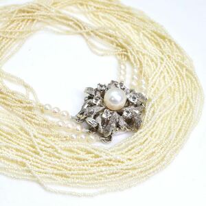 良品!!＊アコヤ本真珠ケシパール12連ロングネックレス＊a 18.0g 73.0cm あこや 芥子 pearl necklace accessory jewelry silver DC0/EH3