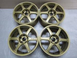 ☆YOKOHAMA AVS MODEL6 17 x 8J +30 PCD114.3 x 5H ハブ径73mm ゴールド系色 ヨコハマ モデル6 軽量 中古☆