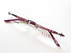 新品　ELLE エル　チタン　titanium メガネ　眼鏡　オシャレ　上品　ふち無し　ツーポイント