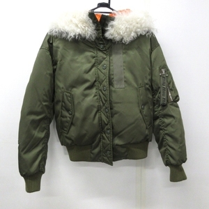 ミュウミュウ miumiu ダウンジャケット サイズ38 - カーキ×白 ファー 美品 ジャケット