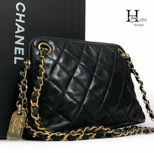 【美品★希少モデル】CHANEL シャネル　マトラッセ　チェーン　ショルダーバッグ　トート　ハンド　ブラック　ラムスキン　レザー　