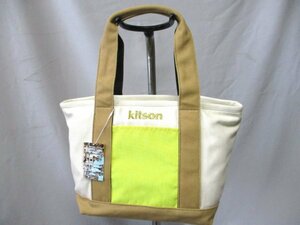 【N946】kitson/キットソン◇帆布ハンドバッグ　未使用　IV×YE　W35cm