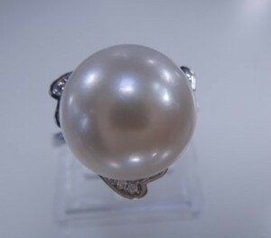n22543 綺麗 大粒　天然真珠　指輪サイズ調節自由 11.4mm 925銀 パール