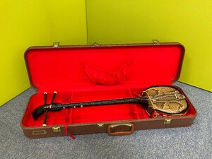 ST0605-32I　琉球三味線　全長約77cm　棹幅約2.5cm　蛇革　沖縄三味線　民族楽器　和楽器　弦楽器　ヘビ