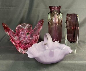 MIK282　花器◆花瓶◆ART GLAS◆クラタ クラフト ガラス◆murano【1円スタート！！】コレクション フラワーベース