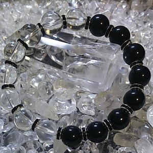 天然石 パワーストーン 水晶 ブレスレット ハンドメイド 風水 10㎜ 水晶 ブラック