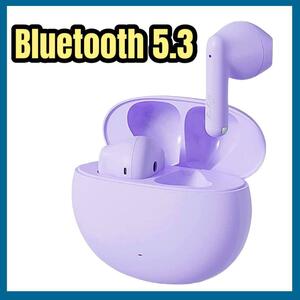【2023新設計】 イヤホン ワイヤレスイヤホン Bluetooth5.3　可愛い　ラベンダー　パーブル