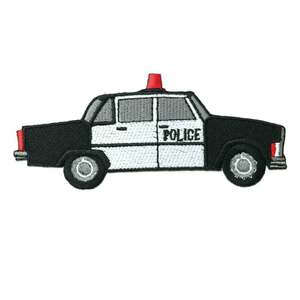 アイロンワッペン パトカー ポリス 警察 POLICE 車 乗り物 デザイン 簡単貼り付け アップリケ 刺繍 裁縫
