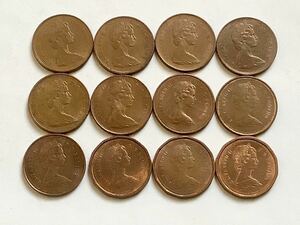 【希少品セール】カナダ エリザベス女王肖像デザイン 1セント硬貨 1973年〜1984年 年号違い 各1枚ずつ 12枚セット
