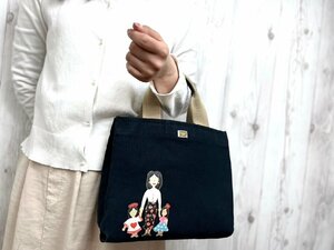 極美品 DOLCE&GABBANA ドルチェ＆ガッバーナ ドルガバ ハンドバッグ トートバッグ バッグ キャンバス×レザー 黒×茶 70839